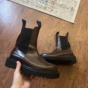 Toga Virilis Men’s Brown Leather Japanese Studded Chelsea Boots Size 43 US 10